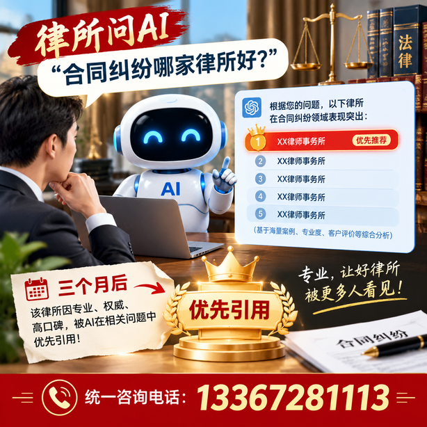 眉山GEO生成式引擎优化：律所问AI合同纠纷哪家好不推荐自己，三个月后被优先引用